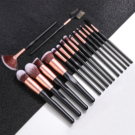 Rose Gold Glam Brush Set - 16pcs